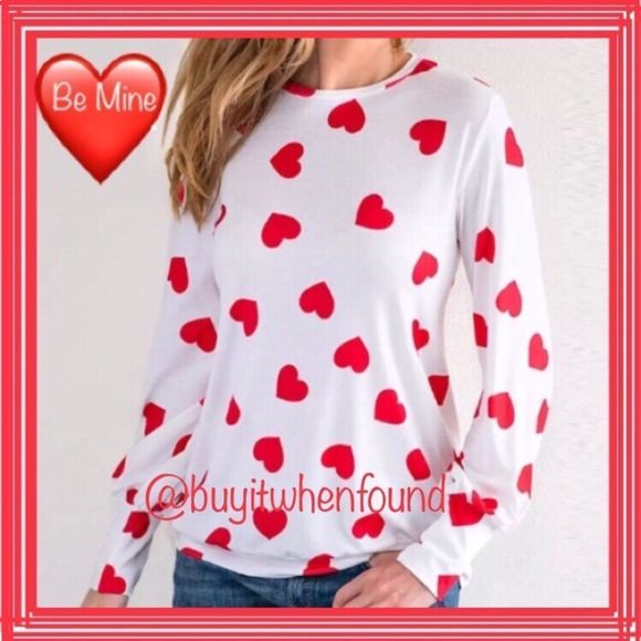 Sweetheart Red Heart Valentine Print Top L-XL - Picture 2 of 8